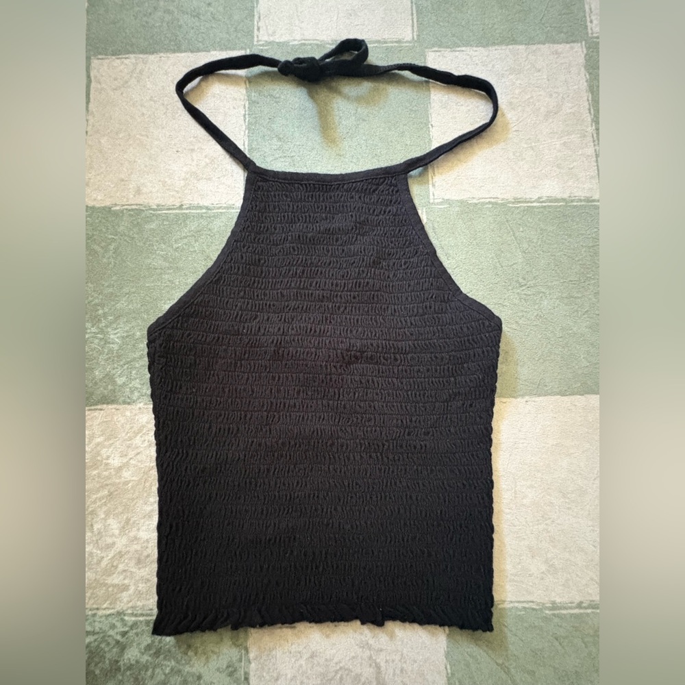 Garage Black Textured Tank Top
